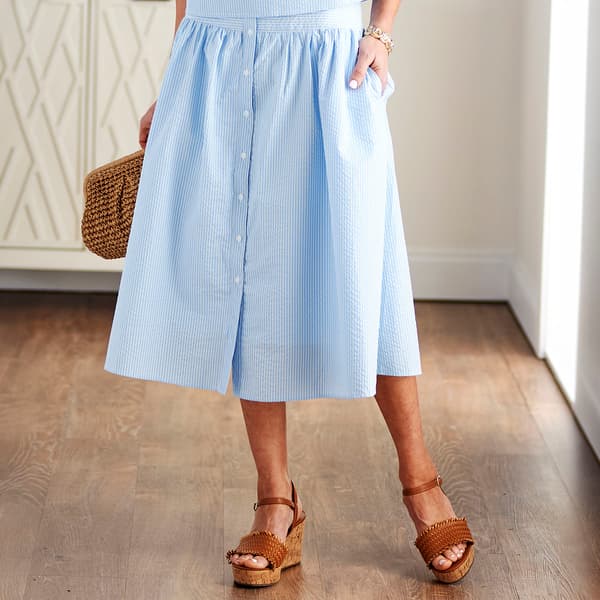 Womens Nanette Lepore Railroad Stripe Button Front Midi Skirt