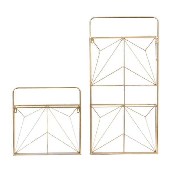 9th & Pike&#174; Geometric Gold Metal Wall Mail Organizer - Set of 2
