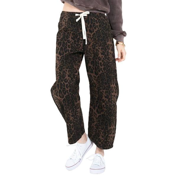 Womens MNK Leopard Barrel Jeans with Drawstring - image 