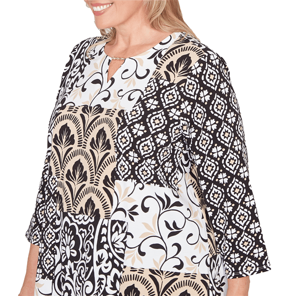 Plus Size Alfred Dunner Classics 3/4 Sleeve Geometric Blouse