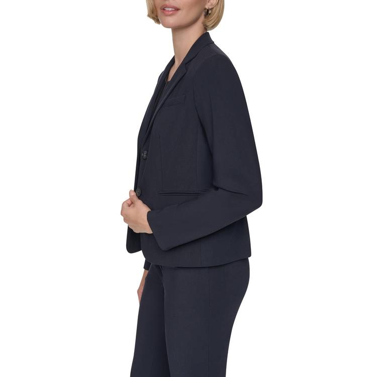 Womens DKNY Long Sleeve Solid Two Button Blazer - Navy