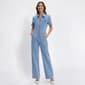 Womens Bebe Short Sleeve Zip Denim Jumpsuit - image 2