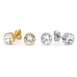 Steeltime Set of 2 Stud Earrings w/Gold Plated & Stainless Steel
