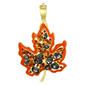 Wearable Art Gold-Tone Crystal Orange Leaf Enhancer Pendant - image 1