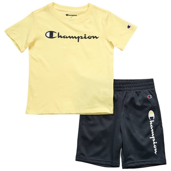 Boys (4-7) Champion(R) Signature Tee & Shorts Set - Yellow/Grey - image 