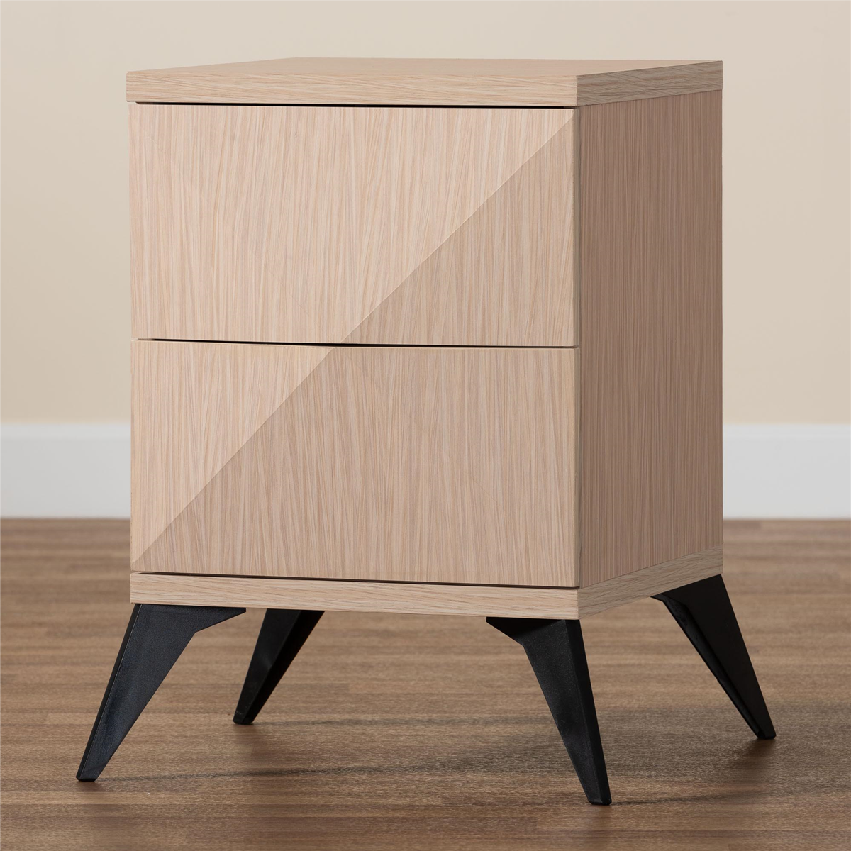 Baxton Studio Draper Mid-Century Modern 2-Drawer Nightstand