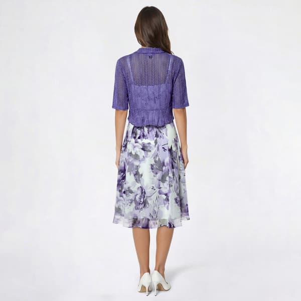 Womens Connected Apparel Short Sleeve Crochet Jacket Dress