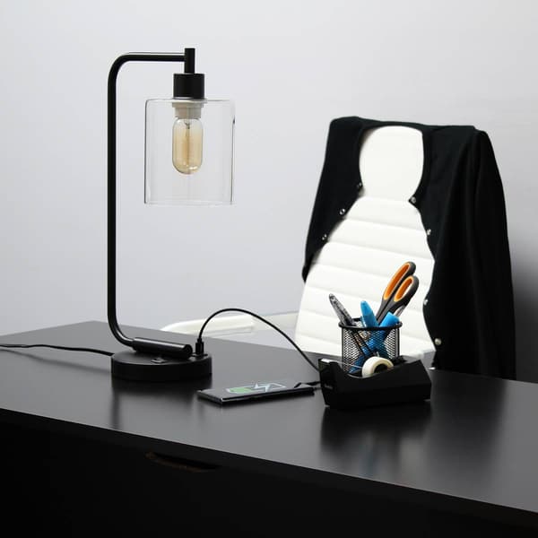 Lalia Home Studio Loft Modern Iron USB Port Matte Desk Lamp