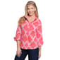 Womens Ali Miles 3/4 Cuff Sleeve Coral Shell Pearl Button Blouse - image 1