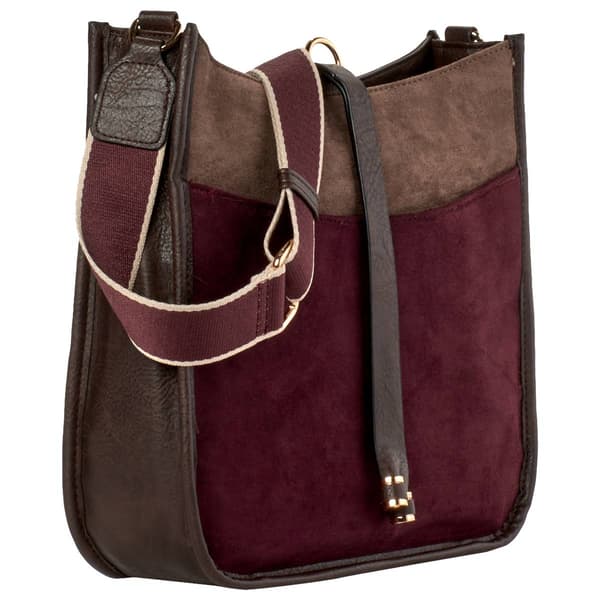 DS Fashion Ultra Suede Color Block Hobo w/ Guitar Strap