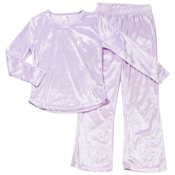 Girls &#40;7-16&#41; Sleep On It Velour Top w/ Flare Pants Pajama Set - image 