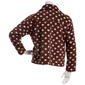 Juniors Pink Rose Polka Dot Sherpa Zip Front Jacket- Brown - image 3