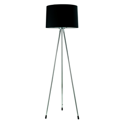 HomeRoots 59 Silver Tripod Floor Lamp With Black Fabric Drum Sh