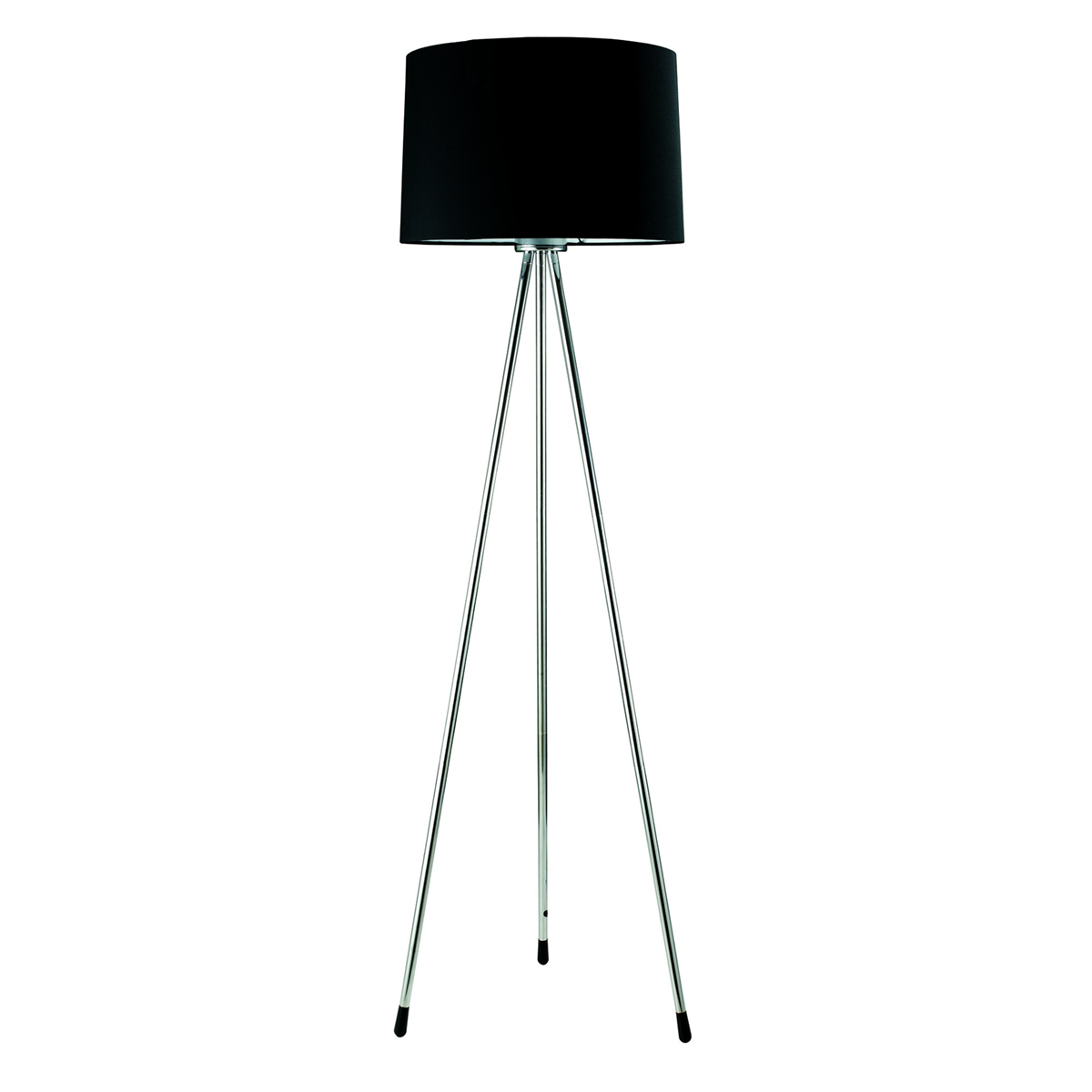 HomeRoots 59 Silver Tripod Floor Lamp With Black Fabric Drum Sh