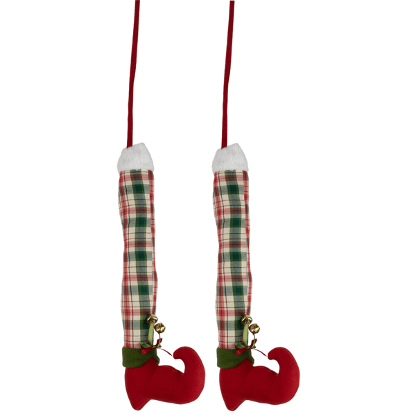 Northlight Red & Green Plaid Elf Leg Christmas Picks - Set of 2