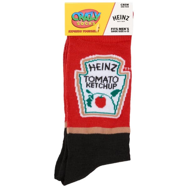 Mens Crazy Socks Heinz Ketchup Crew Socks - image 