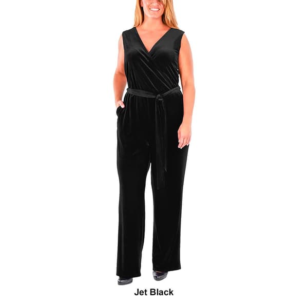 Plus Size NY Collection Wrap Velvet Jumpsuit
