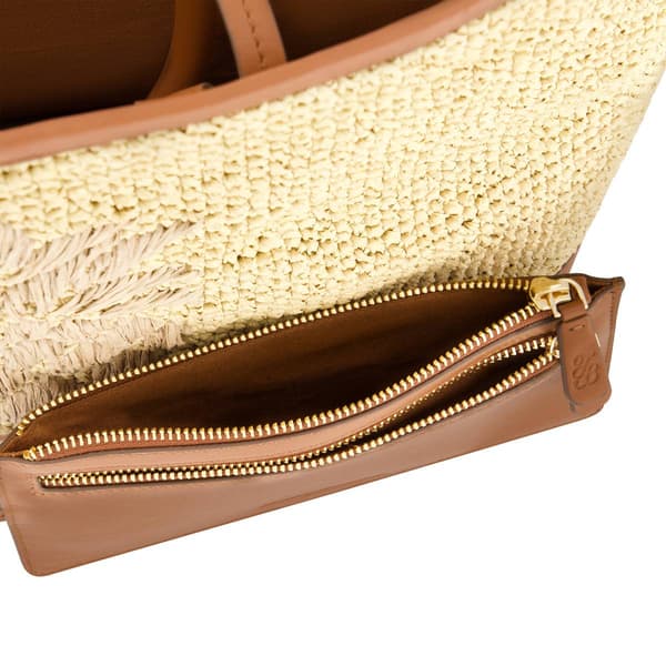 Tommy Bahama Leather Trim Raffia Tote with Pouch