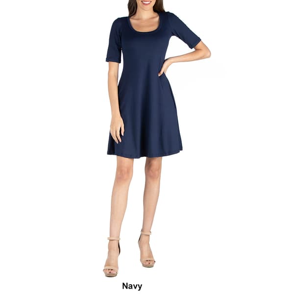 Womens 24/7 Comfort Apparel A-Line Knee Length Dress