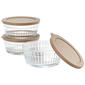 Famous Brand Taupe Ribbed Glass Stack Bowls with Lids - Set of 3 - image 1