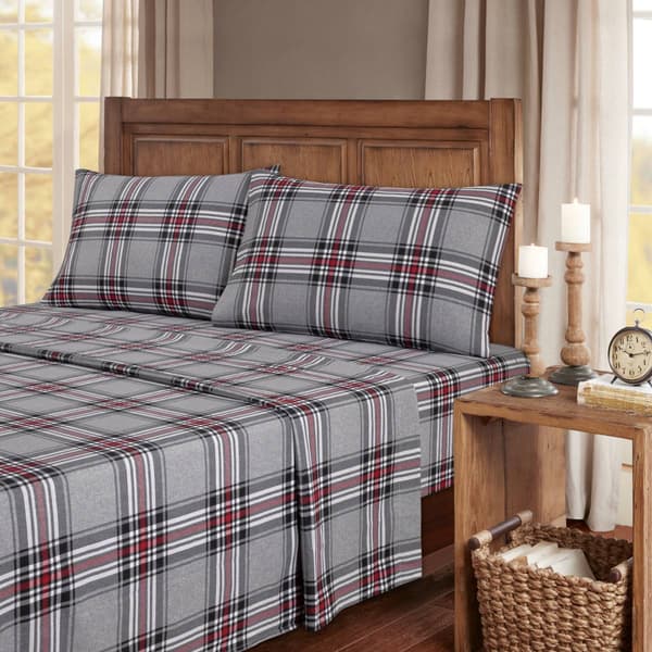 Kathy Ireland 100% Turkish Cotton Flannel Crimson Check Sheet Set
