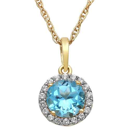 Gemstone Classics(tm) Blue Topaz & White Sapphire Necklace - image 