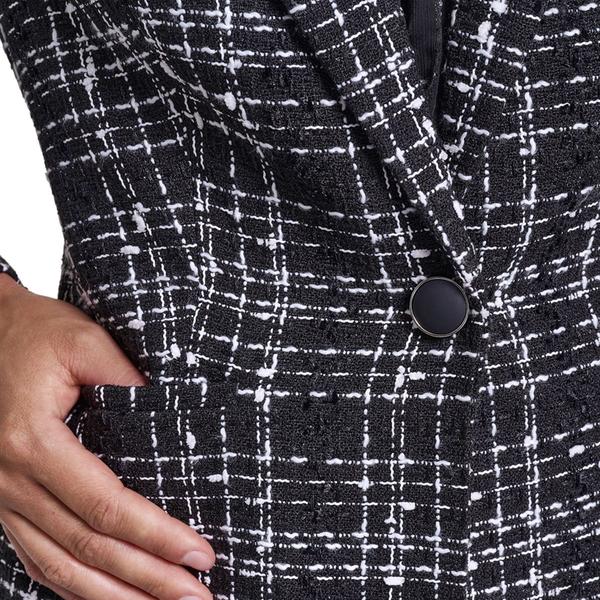Womens Calvin Klein Long Sleeve Notch Lapel Plaid Blazer