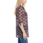 Womens NY Collection Roll Tab Sleeve Plaid Mesh Tunic Blouse - image 3