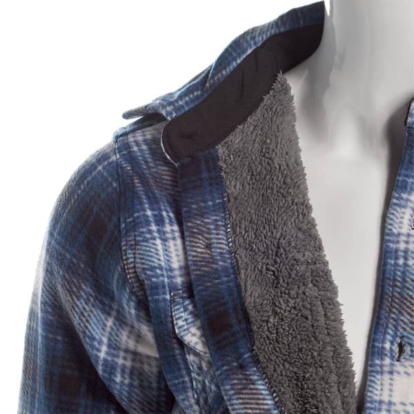 Mens Mountain Ridge Plaid Fleece CPO Jacket - Chambray