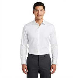 Mens Tom Baine Slim Fit Bamboo Jacquard Dress Shirt - White