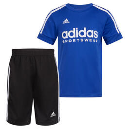 Boys &#40;5-7&#41; adidas&#40;R&#41; 3 Stripe Soccer Tee & Shorts Set
