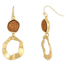 Ashley Cooper(tm) Brown Framed Wood with Open Link Drop Earrings