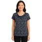 Petite Anne Klein Short Sleeve Asymmetric Neck Geometric Blouse - image 1