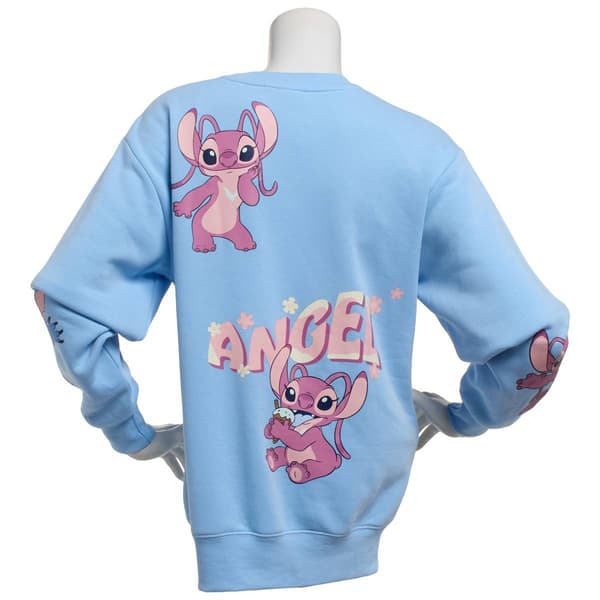 Juniors C-Life Stitch & Angel Front Back Screen Sweatshirt