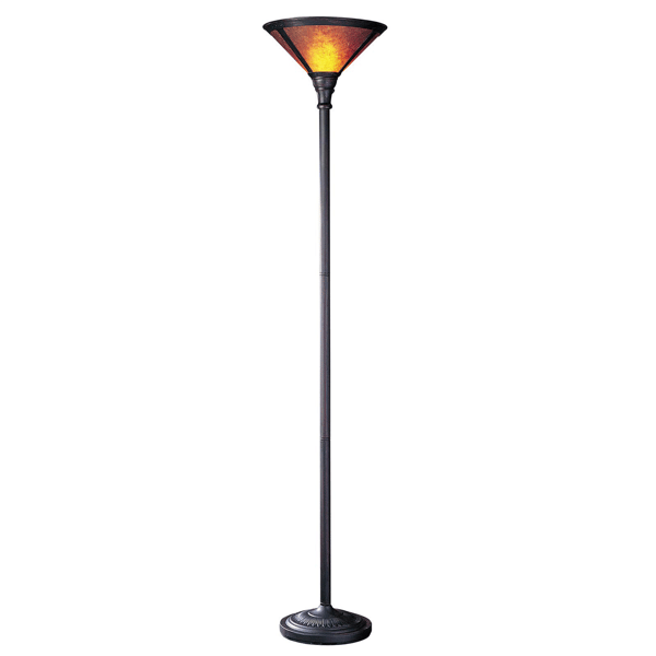 HomeRoots 71in. Rusted Torchiere Brown Dome Shade Floor Lamp - image 