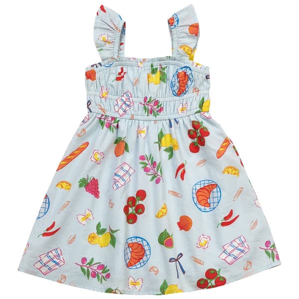 Toddler Girl Japna Picnic Snacks Smocked Dress - image 