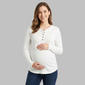 Womens Times Two Maternity Henley Solid Cinch Waffle Tee - image 1