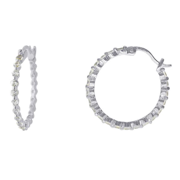 Gianni Argento Lab White Sapphire Inside-Out Hoop Earrings - image 