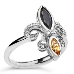 Haus of Brilliance Sterling Silver Black Onyx & Citrine Ring