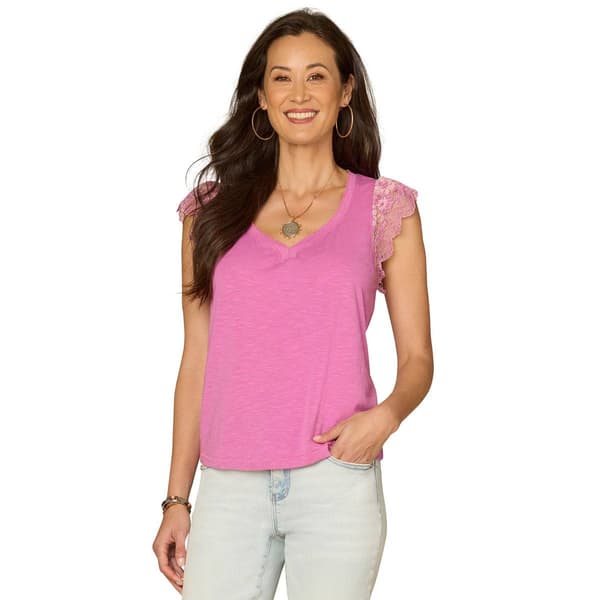 Womens Democracy Scalloped Sweethart Neck Shirt Tail Hem