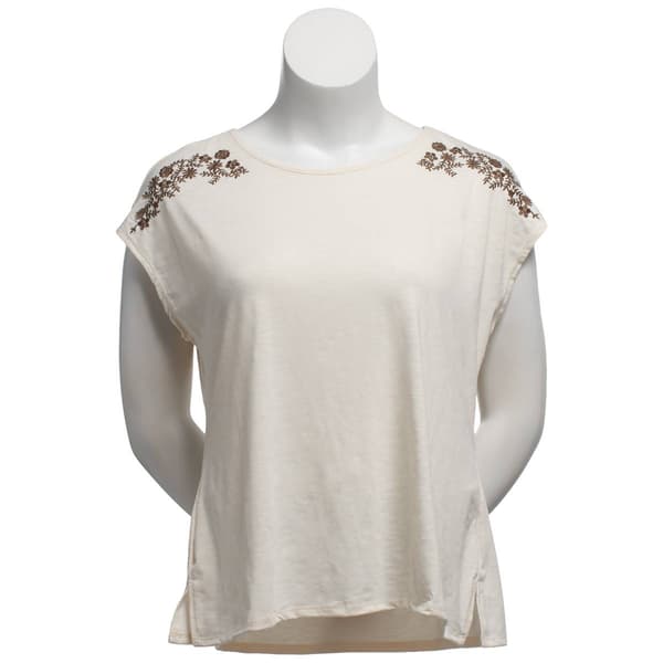 Womens New York Laundry Extend Sleeve Tee w/Shoulder Embroidery - image 