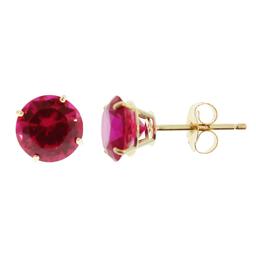 Gemstone Classics(tm) 6mm Created Ruby 14kt Gold Stud Earrings