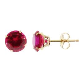 Gemstone Classics&#40;tm&#41; 6mm Created Ruby 14kt Gold Stud Earrings