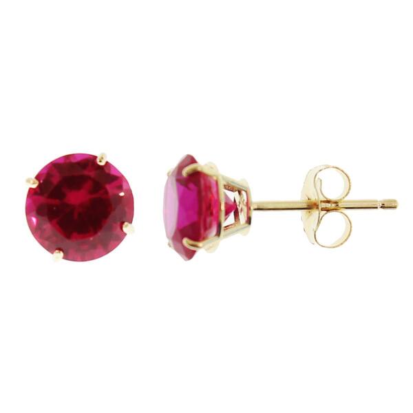 Gemstone Classics&#40;tm&#41; 6mm Created Ruby 14kt Gold Stud Earrings - image 