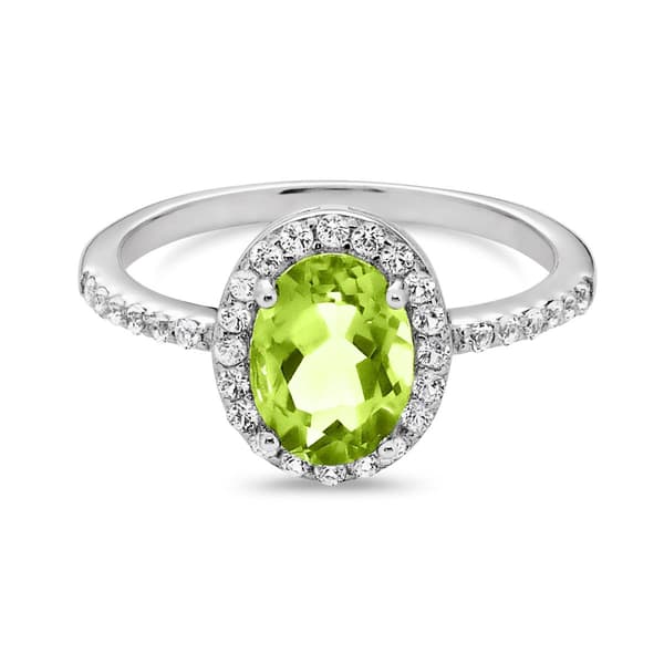Forever New Peridot Halo & White Topaz August Birthstone Ring