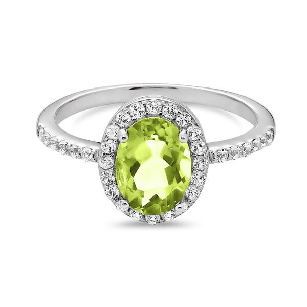 Forever New Peridot Halo & White Topaz August Birthstone Ring - image 