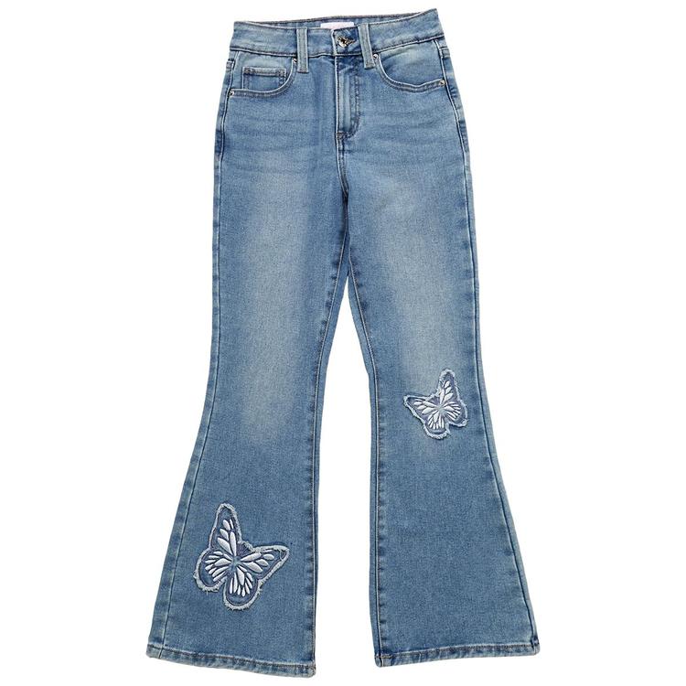 Girls (7-14) YMI(R) Flare Jeans w/ Butterfly Patches