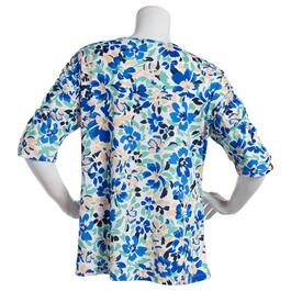 Petite Emily Daniels Elbow Shirred Sleeve Floral Top