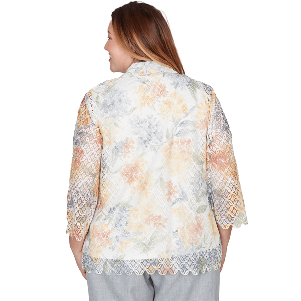Plus Size Alfred Dunner Al Fresco Lace Floral Two In One Blouse