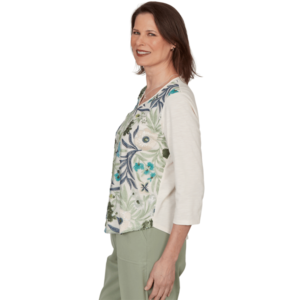 Womens Alfred Dunner Indigo Girls Floral Sequin Blouse